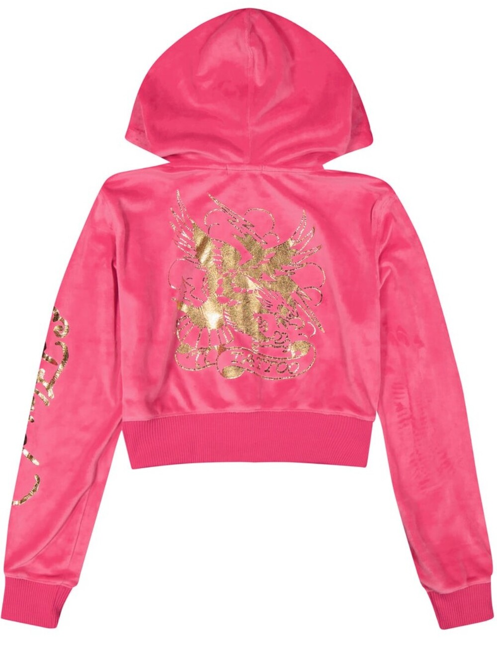 LOT ED HARDY Pink Velour Tracksuit HOODIE & JOGGERS Womens 1X - Picture 6 of 9